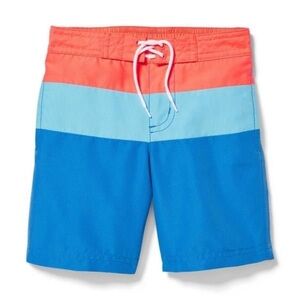 Janie & Jack Boys Color Block Swim Trunks Blue Orange 4